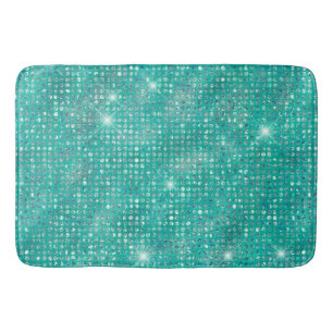 Alfombrilla De Baño Glam Sparkle Dots Verde Vidrio de Mar