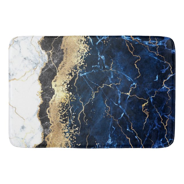 Alfombrilla De Baño Gloria azul de mármol blanco (Anverso)