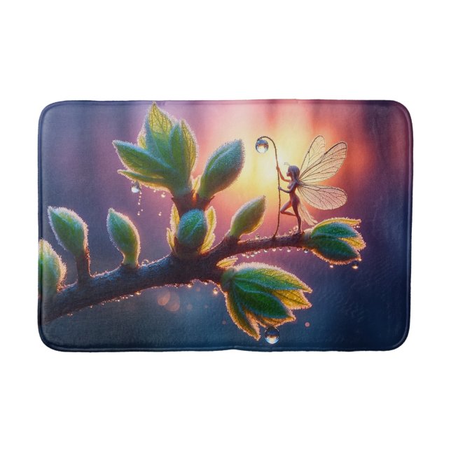Alfombrilla De Baño Glowing sunrise background with winged creature (Anverso)