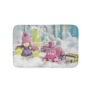 Alfombrilla De Baño Gnomes en la cosecha de la pintura acuarela de nie