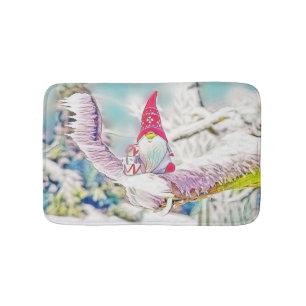 Alfombrilla De Baño Gnomes en la pintura de la acuarela de nieve