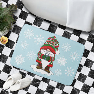 Alfombrilla De Baño Gnomo de Navidad Acogedor Rojo Verde InviernoLindo