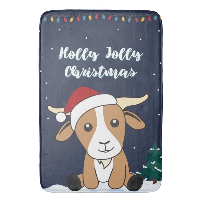Alfombrilla De Baño Goat Christmas Goats Winter Animals Bath Mat (Frente vertical)