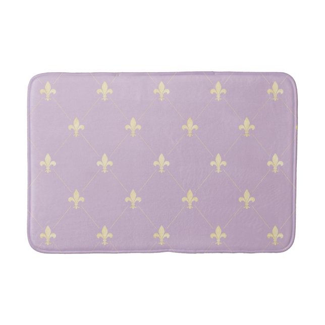 Alfombrilla De Baño Gold Fleur-de-Lis Lilac (Anverso)