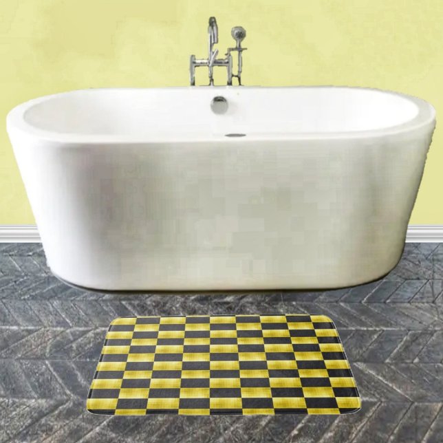 Alfombrilla De Baño Gold-Paneled-Black-IV (A smart-looking bath mat to give pizzazz to your bathroom decor!)