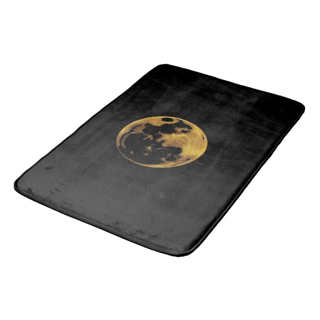Alfombrilla De Baño Gold textured moon on dark black (Angular)