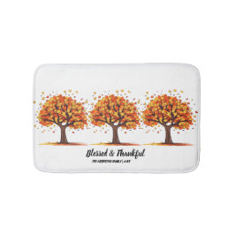 Alfombrilla De Baño Golden Autumn Trees Happy Thanksgiving Greeting