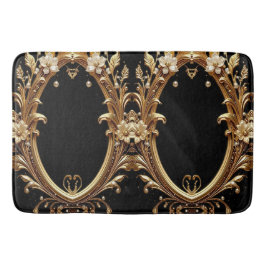 Alfombrilla De Baño Golden Floral Ornate Bath Mat