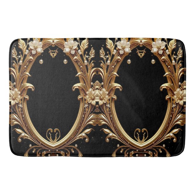 Alfombrilla De Baño Golden Floral Ornate Bath Mat (Anverso)