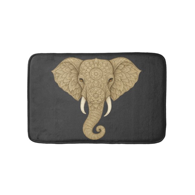 Alfombrilla De Baño Golden Mandala Elephant Graphic Art - Boho Print (Anverso)