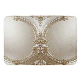 Alfombrilla De Baño Golden Ornate Frame with Pearls Bath Mat