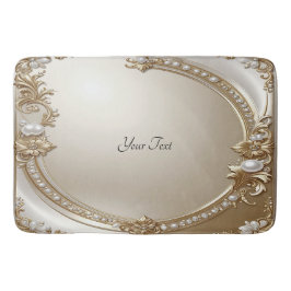 Alfombrilla De Baño Golden Ornate Frame with Pearls Bath Mat