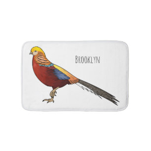 Alfombrilla De Baño Golden pheasant bird cartoon illustration
