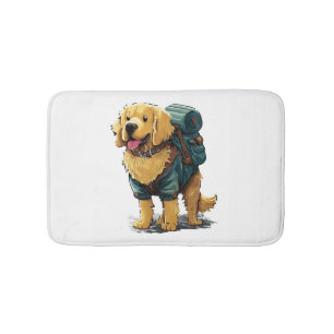 Alfombrilla De Baño Golden Retriever caminando y acampando