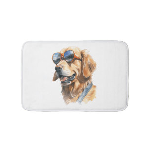 Alfombrilla De Baño Golden Retriever con gafas de sol