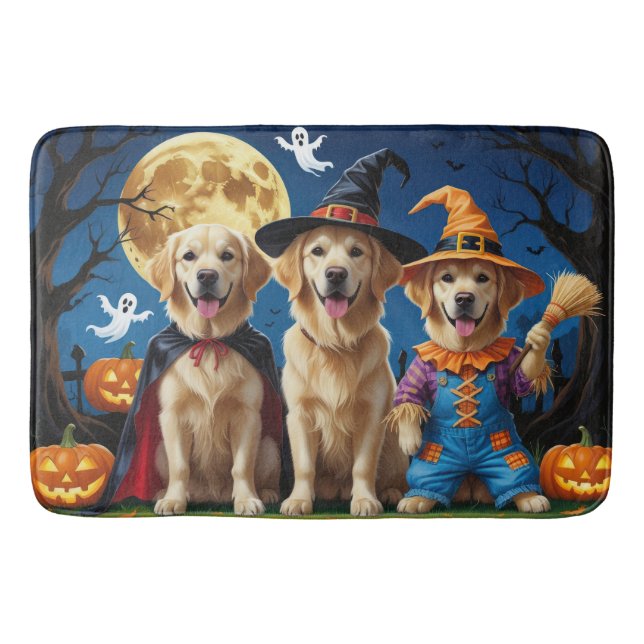 Alfombrilla De Baño Golden Retriever Dogs Pumpkin Halloween Funny