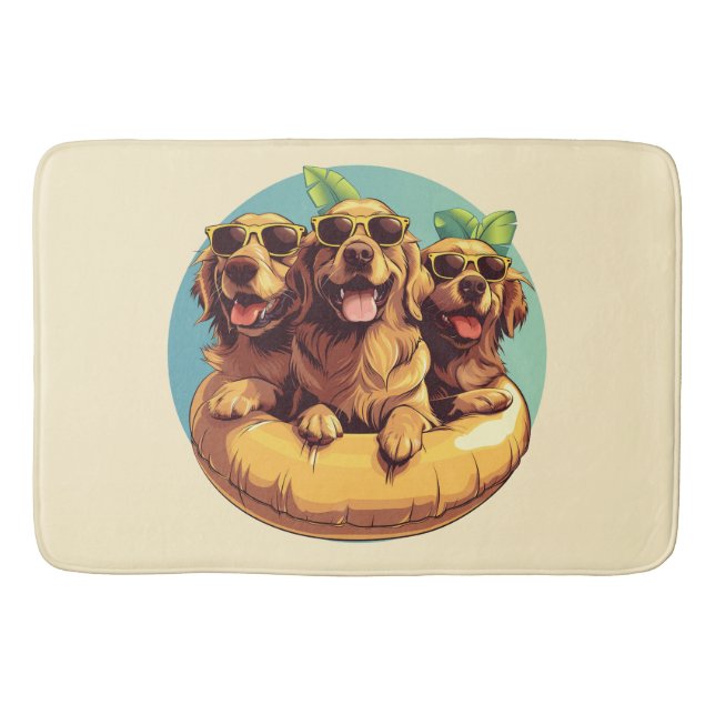 Alfombrilla De Baño Golden Retriever Dogs Summer Pool Floats (Anverso)