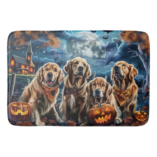 Alfombrilla De Baño Golden Retriever Halloween Spooky (Anverso)