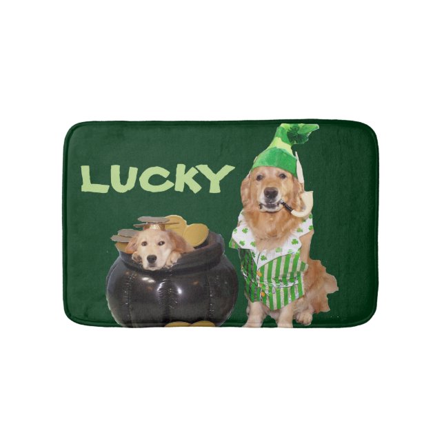 Alfombrilla De Baño Golden Retriever Lucky Pot of Gold (Anverso)