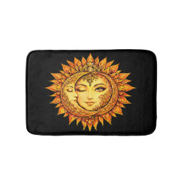 Alfombrilla De Baño Golden Sun Moon Boho Goddess | Celestial Mandala