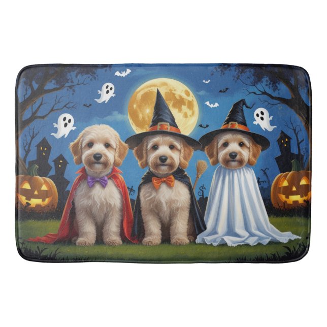 Alfombrilla De Baño Goldendoodle Dogs Pumpkin Halloween Funny (Anverso)