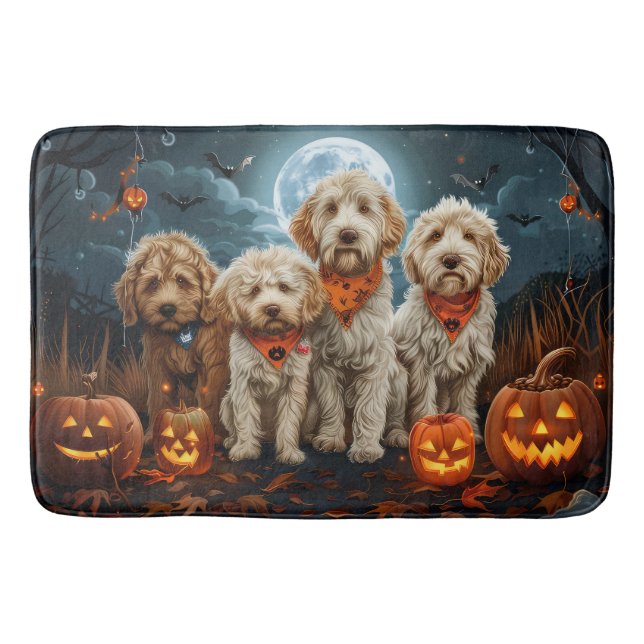 Alfombrilla De Baño Goldendoodle Halloween Spooky (Anverso)