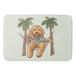 Alfombrilla De Baño Goldendoodle Perro con Camiseta Hawaiana
