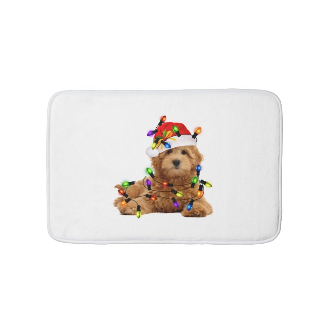 Alfombrilla De Baño Goldendoodle Santa Dog (Anverso)