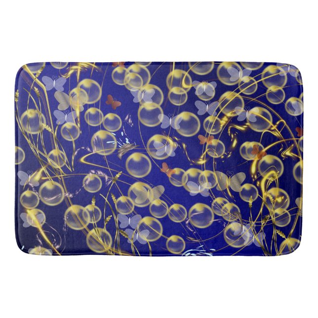 Alfombrilla De Baño goldene blasen auf dunkel blauem untergrund (Anverso)