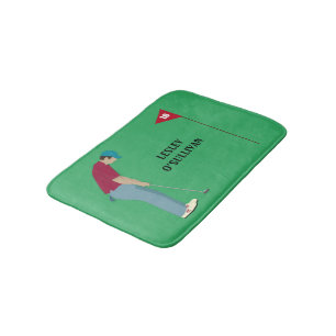 Alfombrilla De Baño Golfer Poniendo la bola temática verde 