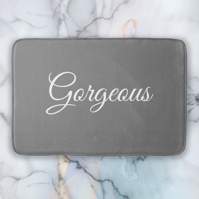 Alfombrilla De Baño Gorgeo o tu mensaje, guión blanco, gris (Subido por el creador)