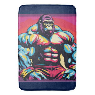 Alfombrilla De Baño Gorilla Bodybuilder Lifter Pop Art Personalizado