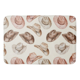 Alfombrilla De Baño Gorras de la chica de vaca rosa marrón occidental