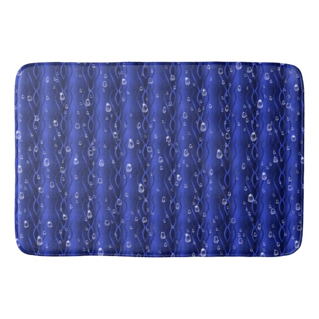 Alfombrilla De Baño Gotas de lluvia azul Metalizado (Anverso)