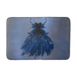 Alfombrilla De Baño Gothic Fairy Navy Gown | Hojas azules de cobalto p