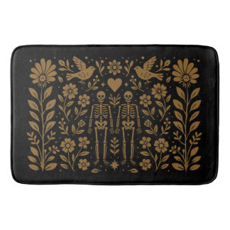 Alfombrilla De Baño Gothic Folk Art Skeleton Bath Mat