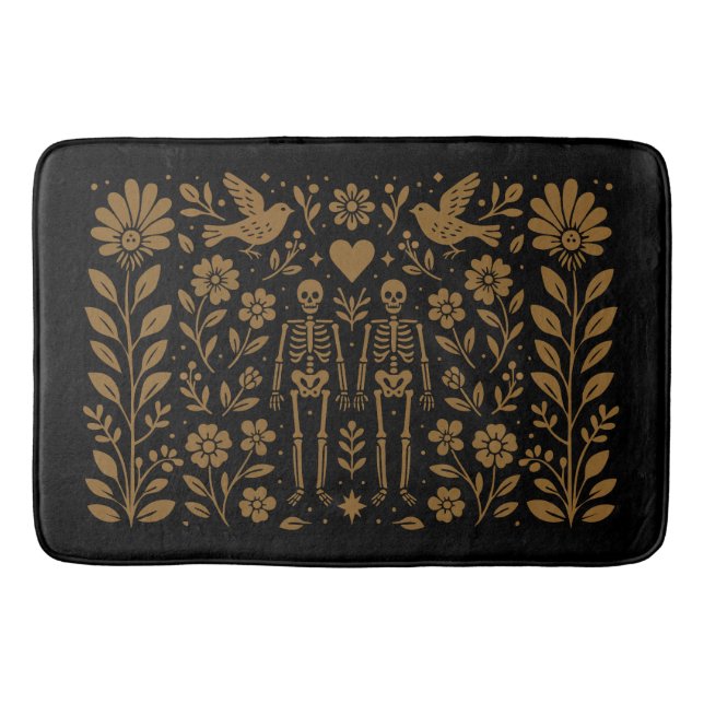 Alfombrilla De Baño Gothic Folk Art Skeleton Bath Mat (Anverso)