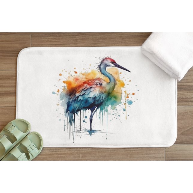 Alfombrilla De Baño Graceful Crane: Arte acuarela, personalizado (Subido por el creador)