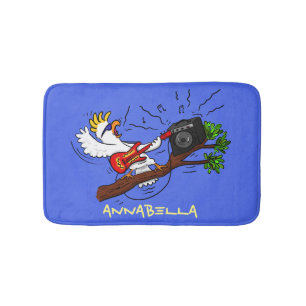 Alfombrilla De Baño Graciosa cacatúa tocando el personalizado de guita