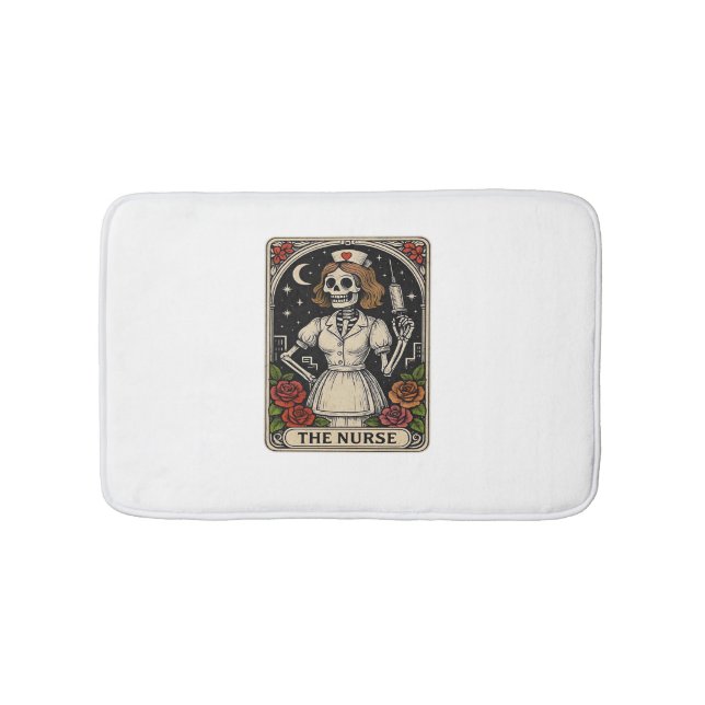 Alfombrilla De Baño Graciosa enfermera Skeleton Tarot Card Enfermería  (Anverso)