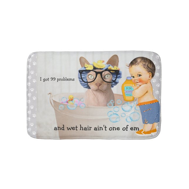 Alfombrilla De Baño Graciosa Mat De Baño De Gato Sin Cabello (Anverso)