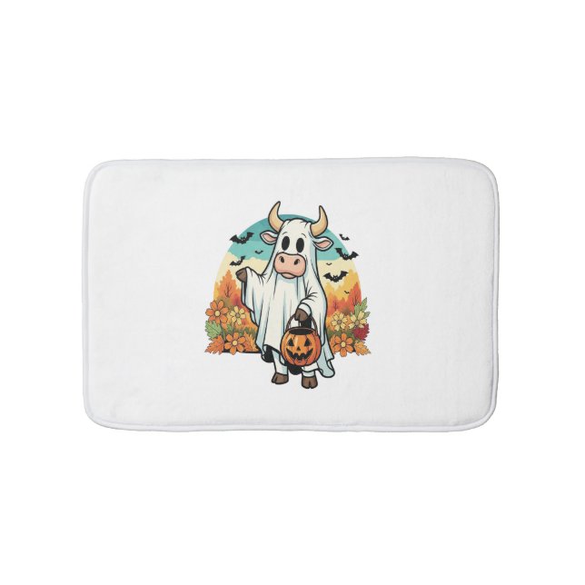 Alfombrilla De Baño Graciosa vaca fantasma de Halloween (Anverso)