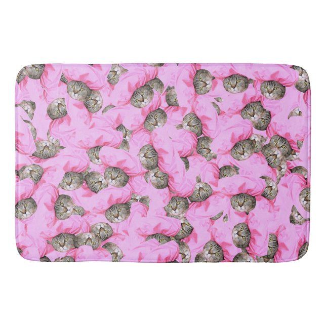 Alfombrilla De Baño Gracioso Cat Pink (Anverso)