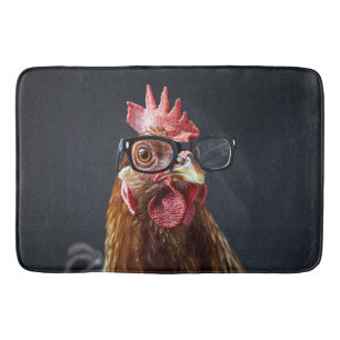 Alfombrilla De Baño Gracioso pollo con gafas