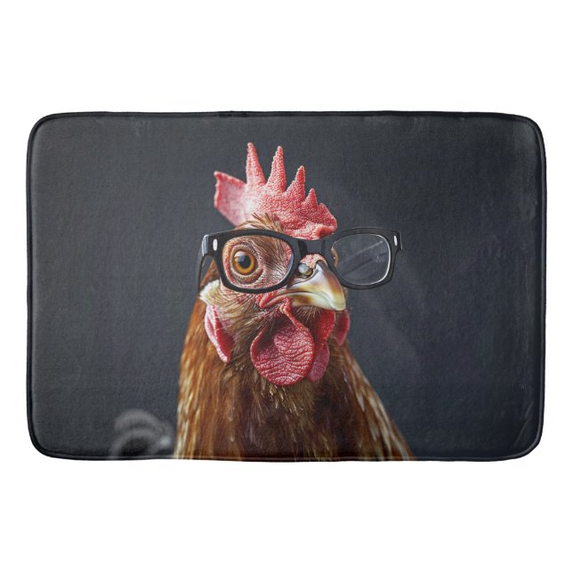 Alfombrilla De Baño Gracioso pollo con gafas (Anverso)