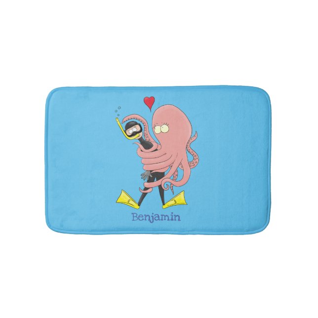 Alfombrilla De Baño Gracioso pulpo abrazos buceo humor personalizado (Anverso)