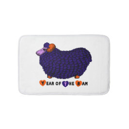Alfombrilla De Baño Gracioso Purple Ram Año Chino Zodiac Bath Mat