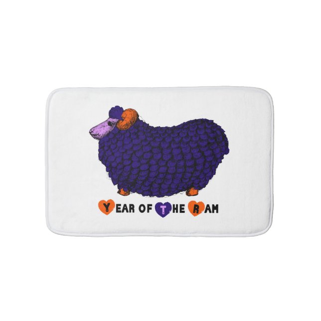 Alfombrilla De Baño Gracioso Purple Ram Año Chino Zodiac Bath Mat (Anverso)