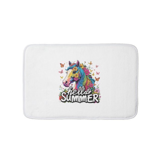 Alfombrilla De Baño Gracioso saludo caballo de verano (Anverso)
