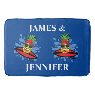 Alfombrilla De Baño Gracioso Surfing Pineapples